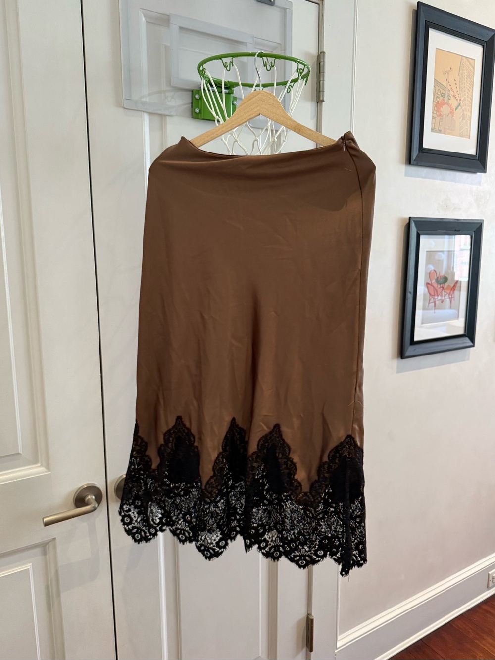Zara Brown Lace-Hem Women's Skirt